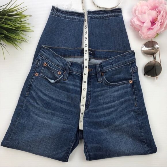 J.Crew Toothpick Skinny Fray Hem Blue Jeans size 25 - Picture 5 of 12